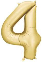 Balon foliowy Cyfra "4" Satyna ZŁOTY, 86cm, 1szt