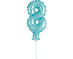 Balon foliowy na tort, Cyfra 8, błękitny, 1szt.