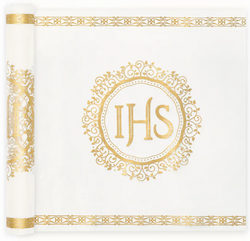 Organza Bieżnik Komunijny Złoty IHS 30cm x 5m