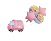 Zestaw Balonów Baby Car Różowy Urodziny 5szt