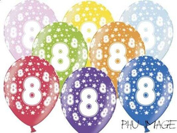 Balony z nadrukiem 8 urodziny, 5 szt. 1 op.
