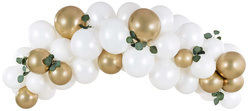 Girlanda Balonowa, Biała Złota Glossy, 60szt.