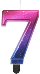 Świeczka na Tort  Cyfra 7 Metalik Nocne Niebo 8cm