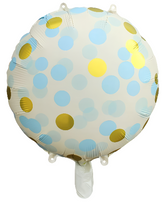 Balon Foliowy Okrągły Niebieskie Grochy 45cm