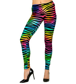 Spodnie LEGGINSY Kolorowe Zebra Disco Lata 90 S/M