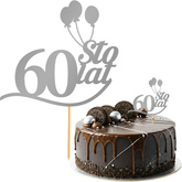 Topper na Tort 60 STO LAT Urodziny SREBRNY