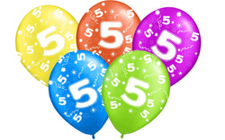 Balony z nadrukiem na 5 urodziny  "5" - 1 szt.
