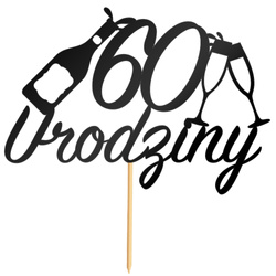 Topper na Tort 60 URODZINY Party CZARNY