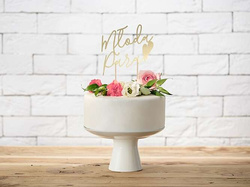 Topper na tort Młoda Para, złoty, 22,5 cm, 1 szt.