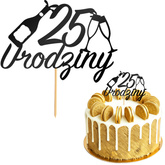 Topper na Tort 25 URODZINY Party CZARNY