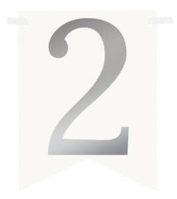 Flagietka, Cyfra 2, Srebrna, 1 szt.