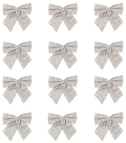 Kokardy Świąteczne Brokatowe SREBRNE 5cm 12szt.