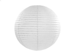 Lampion papierowy okrągły, 25 cm, biały, 1 szt.