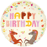 Balon Foliowy Happy Birthday KONIKI Urodziny 45cm