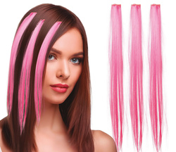 PASEMKA Pasma do Włosów RÓŻOWE 50cm 3szt.