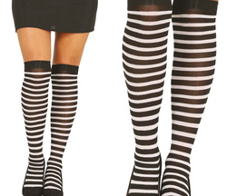 Pończochy Skarpety Zakolanówki Białe Czarne Paski