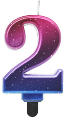 Świeczka na Tort  Cyfra 2 Metalik Nocne Niebo 8cm