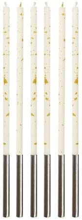 Świeczki na Tort Białe Złote Wysokie 16,5cm 6szt.