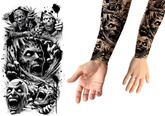 Tatuaż Zmywalny Rękaw ZOMBIE Śmierć Halloween