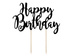 Topper na tort Happy Birthday czarny, 22,5cm, 1szt