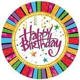 Talerzyki Happy Birthday, 18 cm, 8 szt.