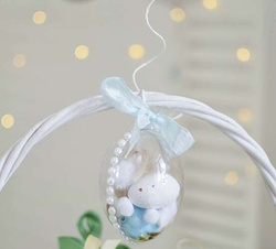 Pompony akrylowe białe i opalizujące mix, 85 szt.