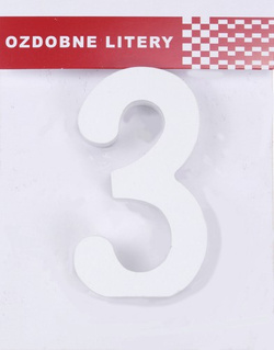 Cyferka Drewniana "3", 16 cm, 1 szt.