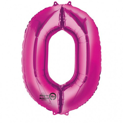 Balon foliowy różowy cyfra "0", 66 x 88 cm 1 szt.
