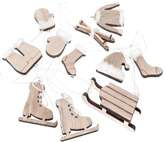 Drewniane Zawieszki Zimowe Kształty Futerko 11szt.