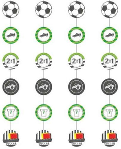 Girlanda pionowa Piłka Nożna, 130cm, 4 szt.