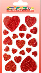 Naklejki Brokatowe Czerwone Serca Serduszka 20szt.