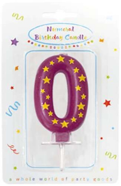 Świeczka cyferka 0, Gwiazdki 1 szt.