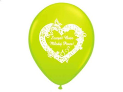 Balon z nadrukiem "Szczęść Boże M.P" z.jabłko 1szt