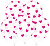 Balony przezroczyste w Serduszka fuksja 30cm 5szt