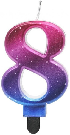 Świeczka na Tort Cyfra 8 Metalik Nocne Niebo 8cm