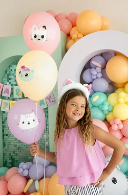 Balony Lateksowe Koci Domek Gabi mix, 30 cm, 6szt.