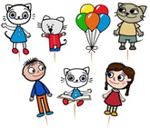 Toppery Pikery KOTKA KICI KICI Urodziny, 7szt.