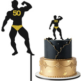 Topper na Tort MĘŻCZYZNA 50 Urodziny CZARNY