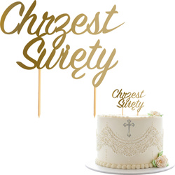 Topper na Tort CHRZEST ŚWIĘTY ZŁOTY