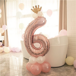 Zestaw balonów różowe złoto cyfra 6, 1 kpl