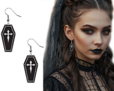 KOLCZYKI Czarne TRUMNY Halloween 2szt.