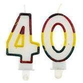 Świeczka cyferki brokat "40", 1 szt.