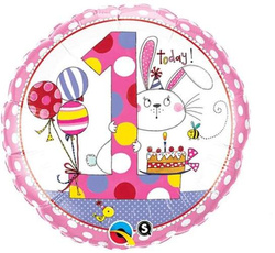 Balon foliowy 45 cm, 1 urodziny dziewczynki 1 szt.