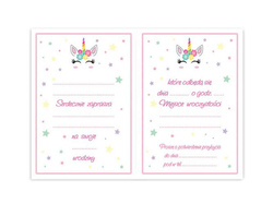 Zaproszenie na Urodziny Jednorożec, 1 szt.