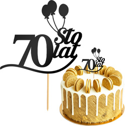 Topper na Tort 70 STO LAT Urodziny CZARNY