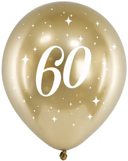 Balony Glossy 30cm, 60, złoty, 6szt.