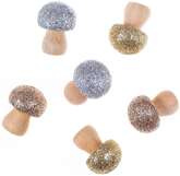 Drewniane Ozdobne Grzybki z Brokatem, 6szt.