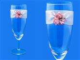 Kieliszki do szampana z różyczkami, 1 kpl.