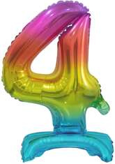 Balon foliowy B&C Cyfra stojąca 4,tęczowa 38 cm