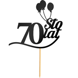 Topper na Tort 70 STO LAT Urodziny CZARNY